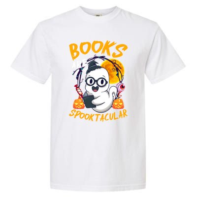 Boooks Ghost Funny Halloween Teacher Book Library Reading Cool Gift Garment-Dyed Heavyweight T-Shirt