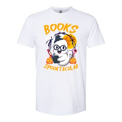 Boooks Ghost Funny Halloween Teacher Book Library Reading Cool Gift Softstyle CVC T-Shirt