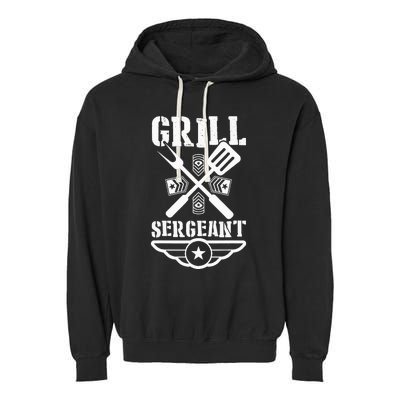 BBQ Grill Funny Retro Meat Lover GRILL SERGEANT Garment-Dyed Fleece Hoodie