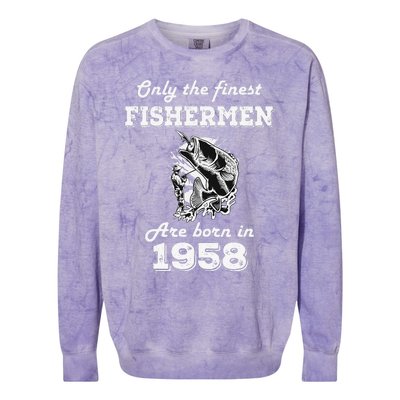 Birthday Gift Fishing Fisherman 1958 64th Birthday Colorblast Crewneck Sweatshirt