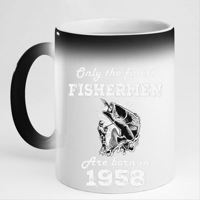 Birthday Gift Fishing Fisherman 1958 64th Birthday 11oz Black Color Changing Mug