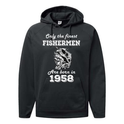 Birthday Gift Fishing Fisherman 1958 64th Birthday Performance Fleece Hoodie