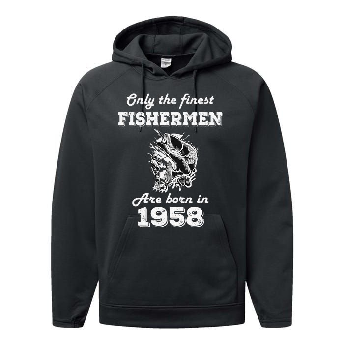 Birthday Gift Fishing Fisherman 1958 64th Birthday Performance Fleece Hoodie