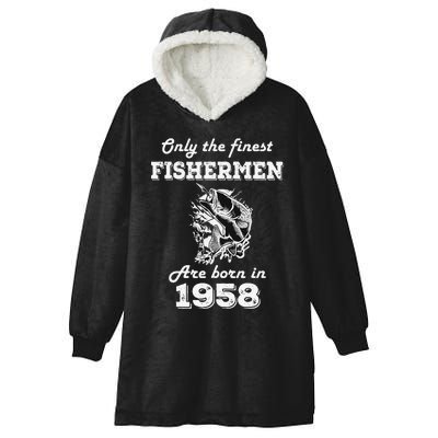 Birthday Gift Fishing Fisherman 1958 64th Birthday Hooded Wearable Blanket