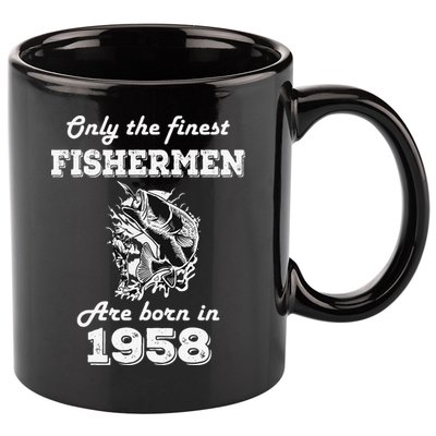 Birthday Gift Fishing Fisherman 1958 64th Birthday 11oz C Handle Ceramic Mug
