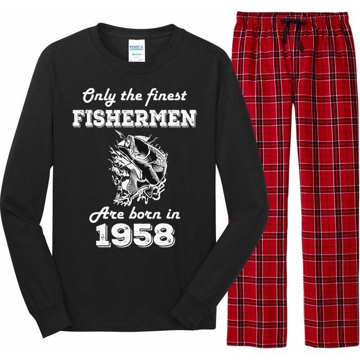 Birthday Gift Fishing Fisherman 1958 64th Birthday Long Sleeve Pajama Set