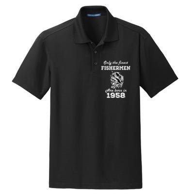 Birthday Gift Fishing Fisherman 1958 64th Birthday Dry Zone Grid Polo