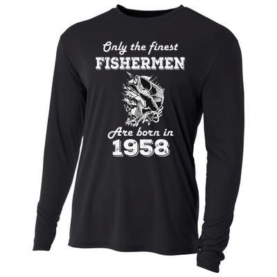 Birthday Gift Fishing Fisherman 1958 64th Birthday Cooling Performance Long Sleeve Crew