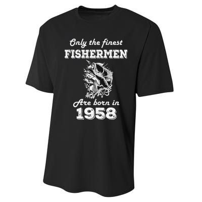 Birthday Gift Fishing Fisherman 1958 64th Birthday Performance Sprint T-Shirt