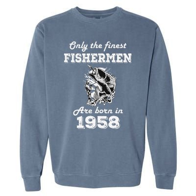 Birthday Gift Fishing Fisherman 1958 64th Birthday Garment-Dyed Sweatshirt