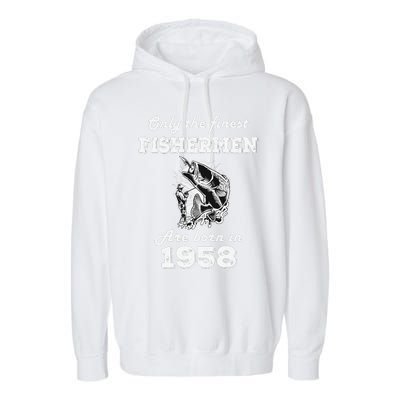 Birthday Gift Fishing Fisherman 1958 64th Birthday Garment-Dyed Fleece Hoodie