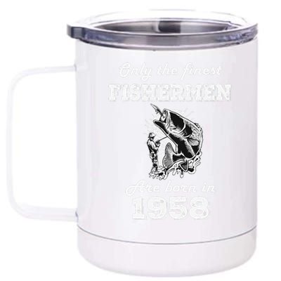 Birthday Gift Fishing Fisherman 1958 64th Birthday 12 oz Stainless Steel Tumbler Cup