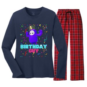 Birthday Guy Fun Popular Video Game Theme Birthday Women's Long Sleeve Flannel Pajama Set 