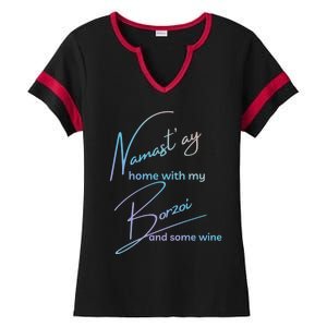 Borzoi Gift Funny Namastay For Yoga And Dog Lovers Meaningful Gift Ladies Halftime Notch Neck Tee