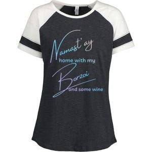 Borzoi Gift Funny Namastay For Yoga And Dog Lovers Meaningful Gift Enza Ladies Jersey Colorblock Tee