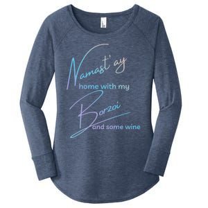 Borzoi Gift Funny Namastay For Yoga And Dog Lovers Meaningful Gift Women's Perfect Tri Tunic Long Sleeve Shirt