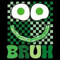 Bruh Green Face Eggs And Bacon Ham Breakfast St Patrick's Flat Bill Trucker Hat