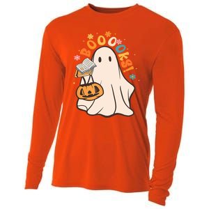 Booooks Ghost Funny Halloween Teacher Book Library Reading Funny Gift Cooling Performance Long Sleeve Crew