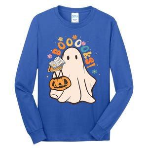 Booooks Ghost Funny Halloween Teacher Book Library Reading Funny Gift Tall Long Sleeve T-Shirt