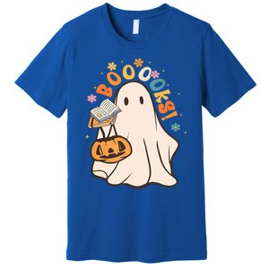 Booooks Ghost Funny Halloween Teacher Book Library Reading Funny Gift Premium T-Shirt