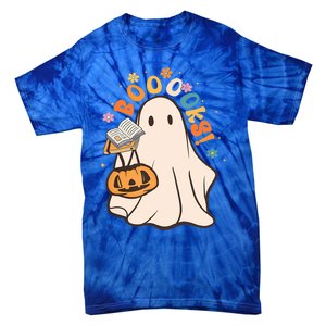 Booooks Ghost Funny Halloween Teacher Book Library Reading Funny Gift Tie-Dye T-Shirt