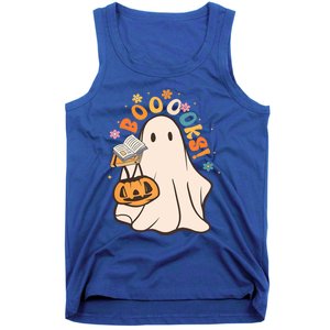 Booooks Ghost Funny Halloween Teacher Book Library Reading Funny Gift Tank Top