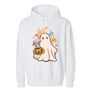 Booooks Ghost Funny Halloween Teacher Book Library Reading Funny Gift Garment-Dyed Fleece Hoodie