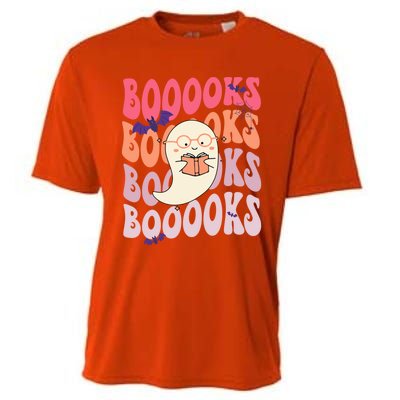 Booooks Ghost Funny Halloween Teacher Book Library Reading Meaningful Gift Cooling Performance Crew T-Shirt