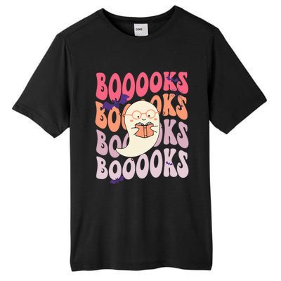 Booooks Ghost Funny Halloween Teacher Book Library Reading Meaningful Gift Tall Fusion ChromaSoft Performance T-Shirt