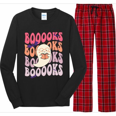 Booooks Ghost Funny Halloween Teacher Book Library Reading Meaningful Gift Long Sleeve Pajama Set