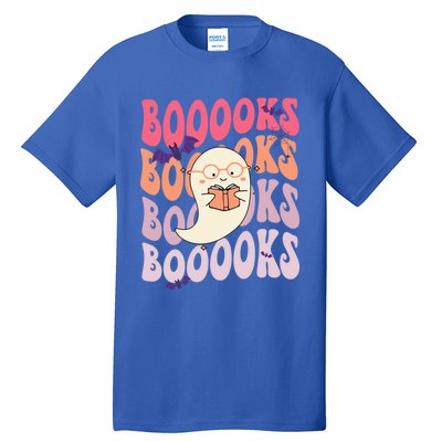 Booooks Ghost Funny Halloween Teacher Book Library Reading Meaningful Gift Tall T-Shirt