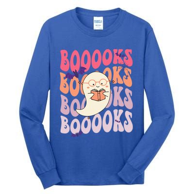 Booooks Ghost Funny Halloween Teacher Book Library Reading Meaningful Gift Tall Long Sleeve T-Shirt