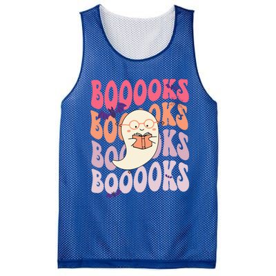 Booooks Ghost Funny Halloween Teacher Book Library Reading Meaningful Gift Mesh Reversible Basketball Jersey Tank