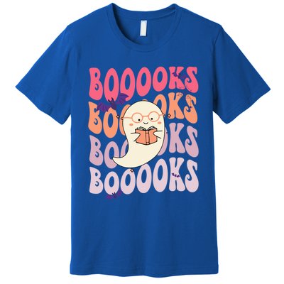 Booooks Ghost Funny Halloween Teacher Book Library Reading Meaningful Gift Premium T-Shirt