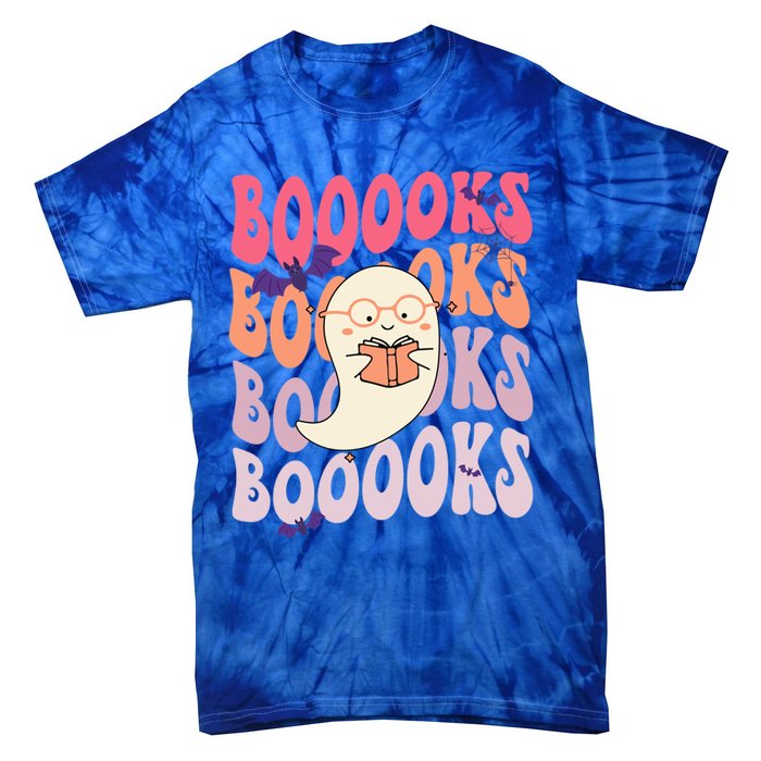 Booooks Ghost Funny Halloween Teacher Book Library Reading Meaningful Gift Tie-Dye T-Shirt