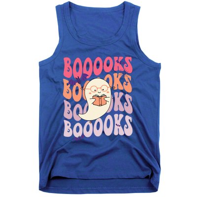 Booooks Ghost Funny Halloween Teacher Book Library Reading Meaningful Gift Tank Top