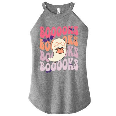 Booooks Ghost Funny Halloween Teacher Book Library Reading Meaningful Gift Women’s Perfect Tri Rocker Tank