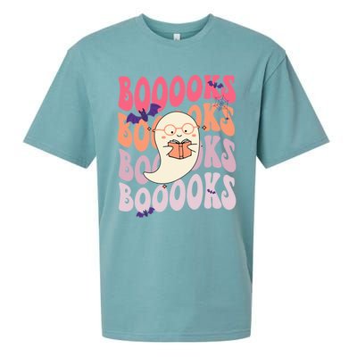 Booooks Ghost Funny Halloween Teacher Book Library Reading Meaningful Gift Sueded Cloud Jersey T-Shirt