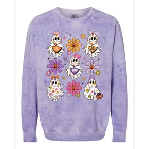 Boo Ghost Floral Halloween Cute Boo Ghoul Colorblast Crewneck Sweatshirt