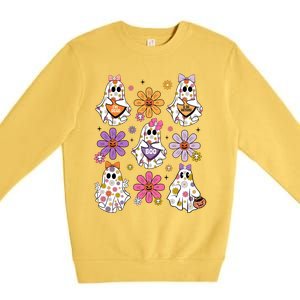 Boo Ghost Floral Halloween Cute Boo Ghoul Premium Crewneck Sweatshirt