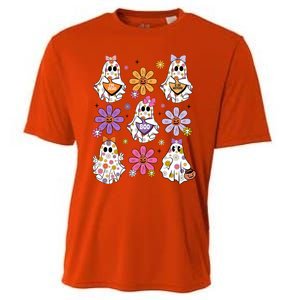 Boo Ghost Floral Halloween Cute Boo Ghoul Cooling Performance Crew T-Shirt