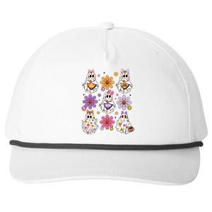 Boo Ghost Floral Halloween Cute Boo Ghoul Snapback Five-Panel Rope Hat