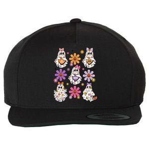 Boo Ghost Floral Halloween Cute Boo Ghoul Wool Snapback Cap