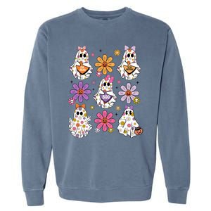 Boo Ghost Floral Halloween Cute Boo Ghoul Garment-Dyed Sweatshirt