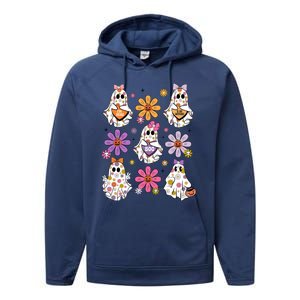 Boo Ghost Floral Halloween Cute Boo Ghoul Performance Fleece Hoodie