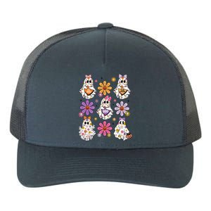 Boo Ghost Floral Halloween Cute Boo Ghoul Yupoong Adult 5-Panel Trucker Hat