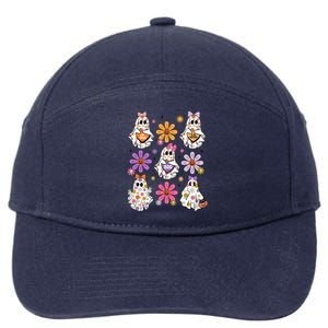 Boo Ghost Floral Halloween Cute Boo Ghoul 7-Panel Snapback Hat