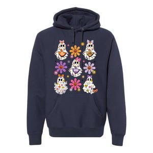 Boo Ghost Floral Halloween Cute Boo Ghoul Premium Hoodie