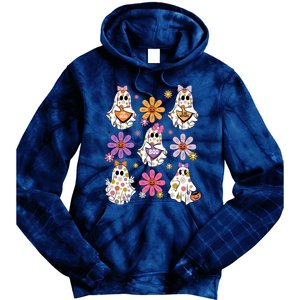 Boo Ghost Floral Halloween Cute Boo Ghoul Tie Dye Hoodie