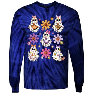 Boo Ghost Floral Halloween Cute Boo Ghoul Tie-Dye Long Sleeve Shirt